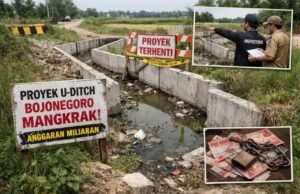 Proyek U-Ditch Bojonegoro Mangkrak, Diduga Hamburkan Anggaran Miliaran