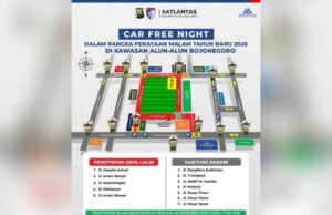 Car Free Night Tahun Baru 2026 di Bojonegoro, Ini Jalan Ditutup dan Lokasi Parkirnya