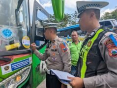 Pastikan Keselamatan Penumpang, Polres Madiun Gelar Ramp Check Bus di Terminal Madiun