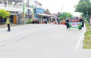 Polsek Kalitidu Bojonegoro Amankan Pawai Ta’aruf TK ABA Panjunan Sambut Ramadhan