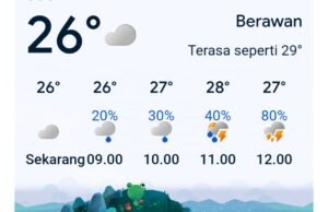 Cuaca Bojonegoro Hari Ini Berawan Seharian, Debit Bengawan Solo Stabil