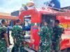 Prajurit Multitalenta, Yonif 885 Belibis Putih Ikuti Latihan Pemadam Kebakaran