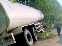 Truk Tangki Tabrak Pohon di Jalur Utama Solokuro Lamongan