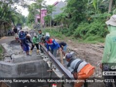 Babinsa Kodim Bojonegoro dan Masyarakat Gotong Royong, Ada 10 Titik Jembatan Perintis Garuda Yang Dikerjakan
