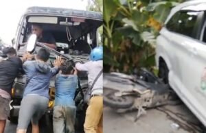 Detik-Detik Avanza Hantam Elf dan Motor Vario di Dander Bojonegoro