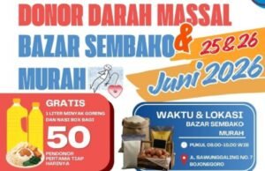 Stok Darah Ditarget Naik, PMI Bojonegoro Gelar Donor Massal dan Pasar Murah