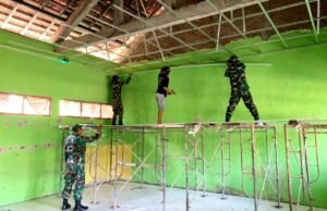 TMMD 129 Bojonegoro Sulap Ruang Kelas SD Kesongo Jadi Layak Belajar