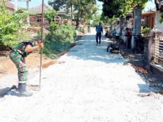 Jalan Cor TMMD 129 Bojonegoro Mulai Terbentuk, Warga Kedungpandan Sumringah