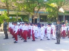 Satgas TMMD 129 Kodim 0813 Bojonegoro Gembleng PBB Siswa SD Kesongo 1