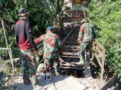 TMMD Bojonegoro Kebut Perbaikan Jembatan Kesongo, Warga Turun Tangan