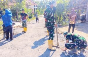 Satgas TMMD 129 Bojonegoro Kebut Jalan Cor 490 Meter di Dusun Mundu