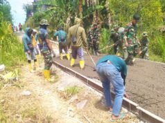 TMMD 129 Bojonegoro Kebut Pengecoran Jalan Dusun Mundu, Warga Sumringah