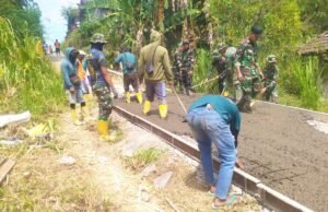 TMMD 129 Bojonegoro Kebut Pengecoran Jalan Dusun Mundu, Warga Sumringah