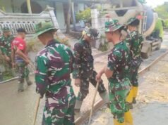 TMMD 129 Bojonegoro Masuki Tahap Finishing, Pengecoran Jalan di Dusun Mundu Hampir Rampung