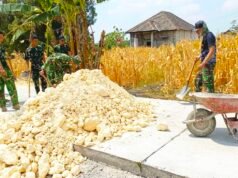 TMMD ke 129 Bojonegoro Kebut Perataan Bahu Jalan, Satgas Gunakan Gerobak Dorong