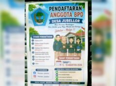 Jangan Sampai Terlewat, Pendaftaran BPD Desa Jubellor Sugio Lamongan Berlangsung hingga 13 Agustus