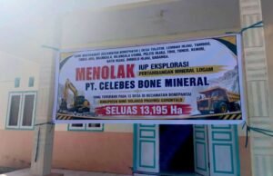 Warga Bone Balango Tolak IUP PT Celebes Bone Mineral, Pasang Spanduk Penolakan